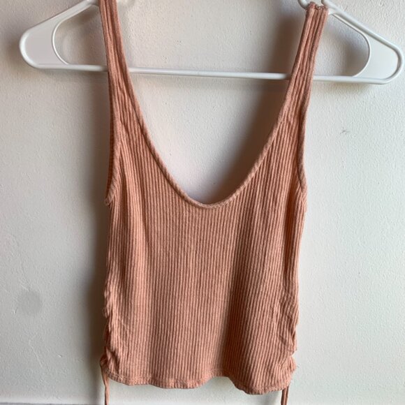 Urban Outfitters Peach Ribbed Lace Up Side Cropped Tank Top - Picture 6 of 8